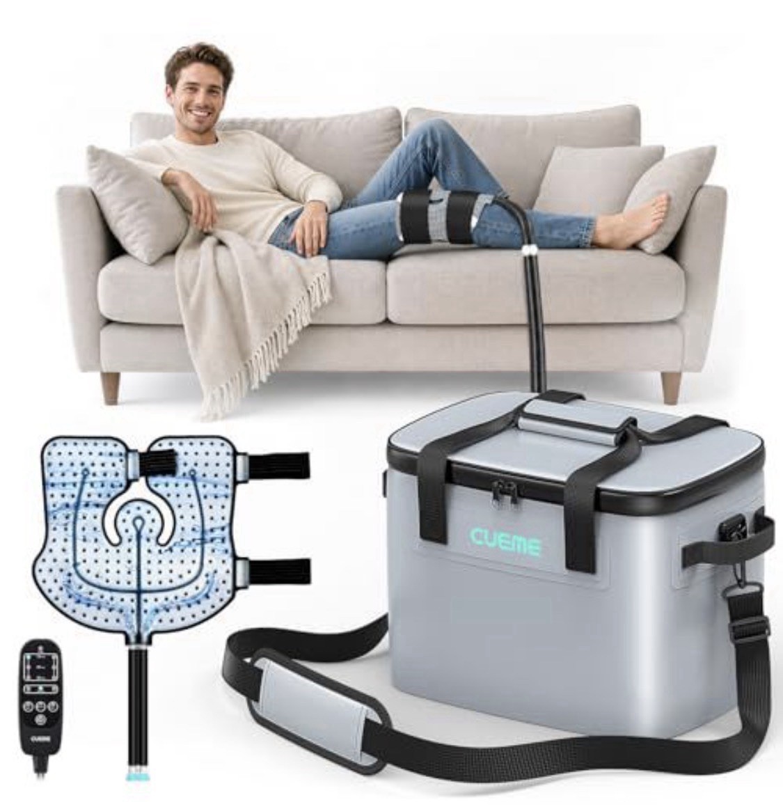 CUEME Cold Therapy Post-Op Ice Machine w/ Timer ^^ Compression Pad Knee Shoulder