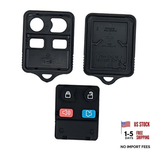 Keyless2Go Replacement for New Shell Case and 4 Button Pad for Remote Key Fob