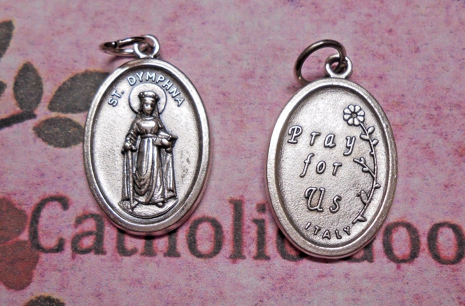 St. Saint Dymphna - Pray for Us - Italian Silver-Tone OX 1 inch Medal 