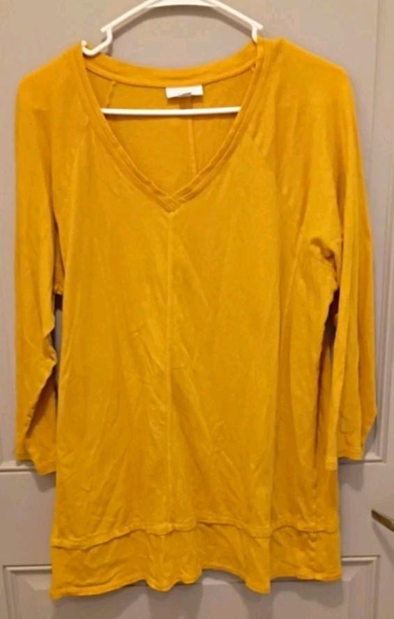 J.Jill Women’s Yellow V-Neck Tunic Top Long Sleeve Size L J.Jill Women’s Yellow V-Neck Tunic Top Long Sleeve Size L