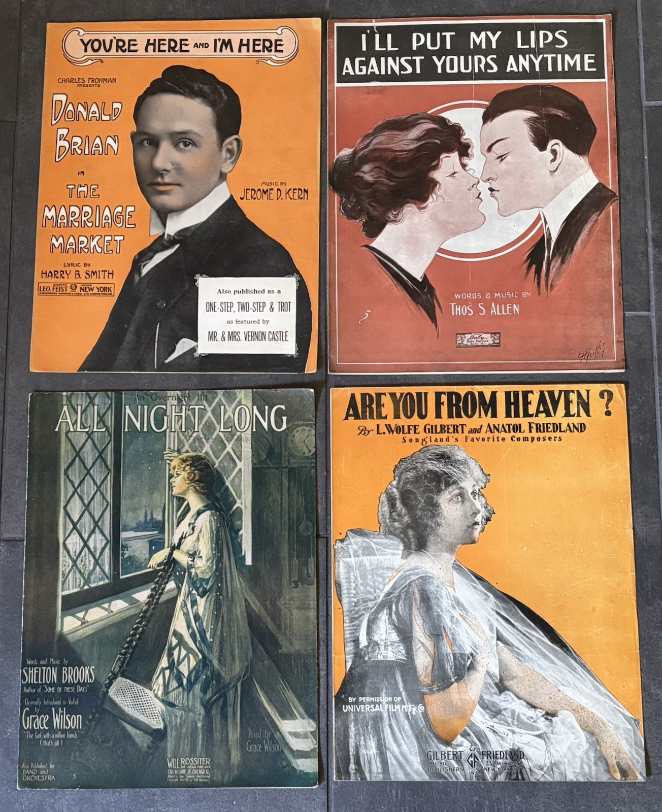 Antique Sheet Music Lot (4) Love Songs Early 20th Century Vintage Cover Designs Antique Sheet Music Lot (4) Love Songs Early 20th Century Vintage Cover Designs