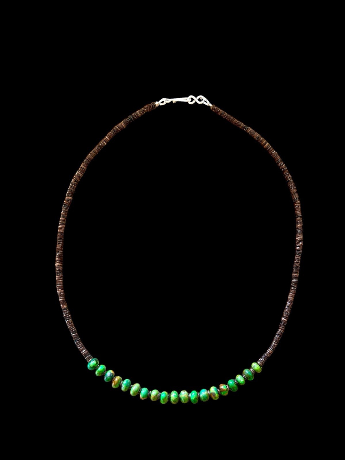 Native American Mohave Green Turquoise Heishi Necklace