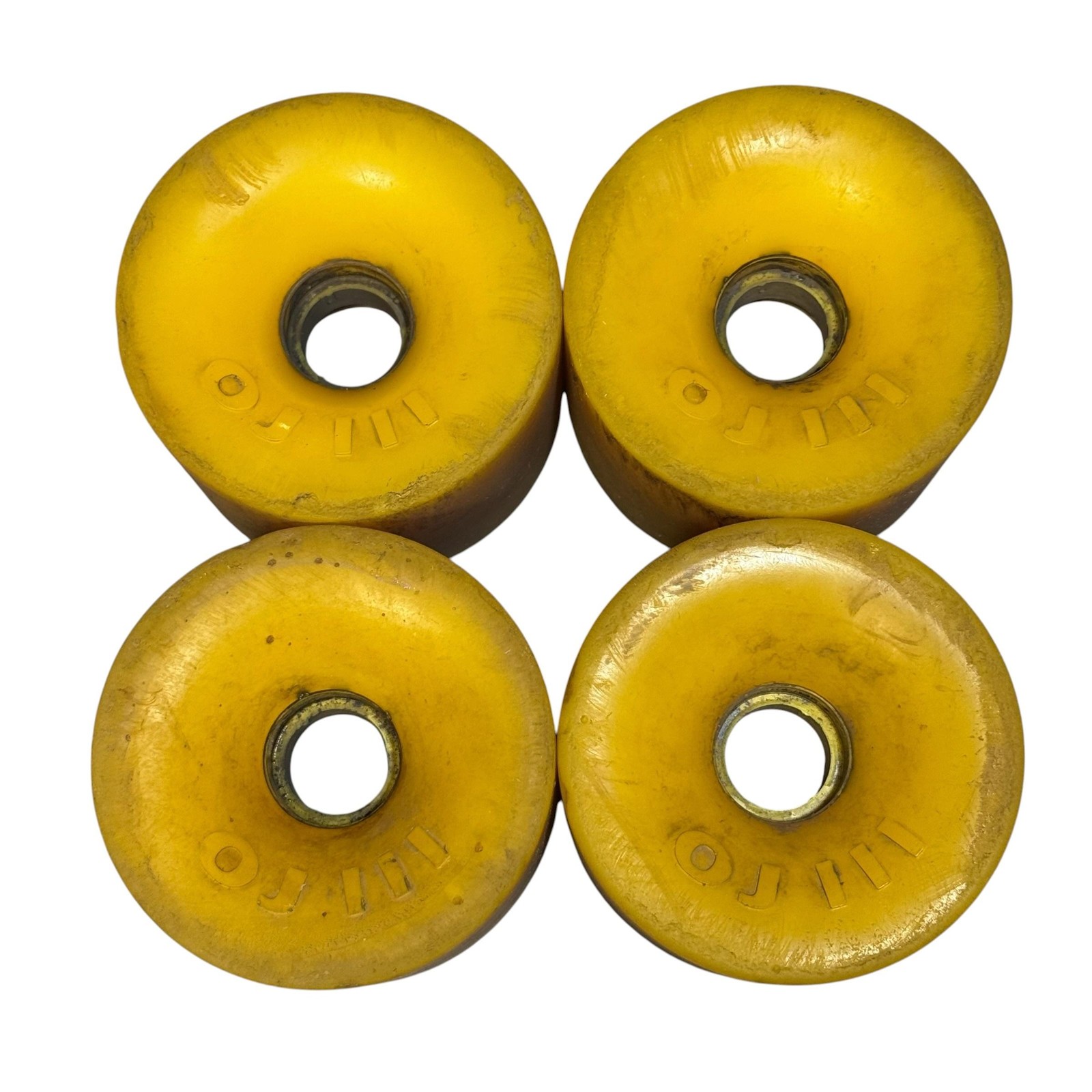Vintage OJ III Skateboard Wheels Yellow Set Of 4 Longboard Cruiser Old School