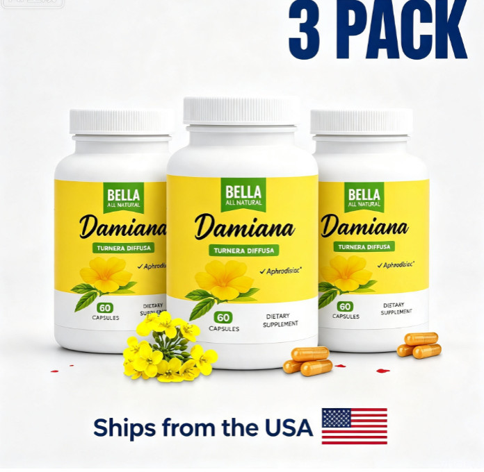 Bella All Natural Damiana Leaf Supplement Capsules Pack of 3
