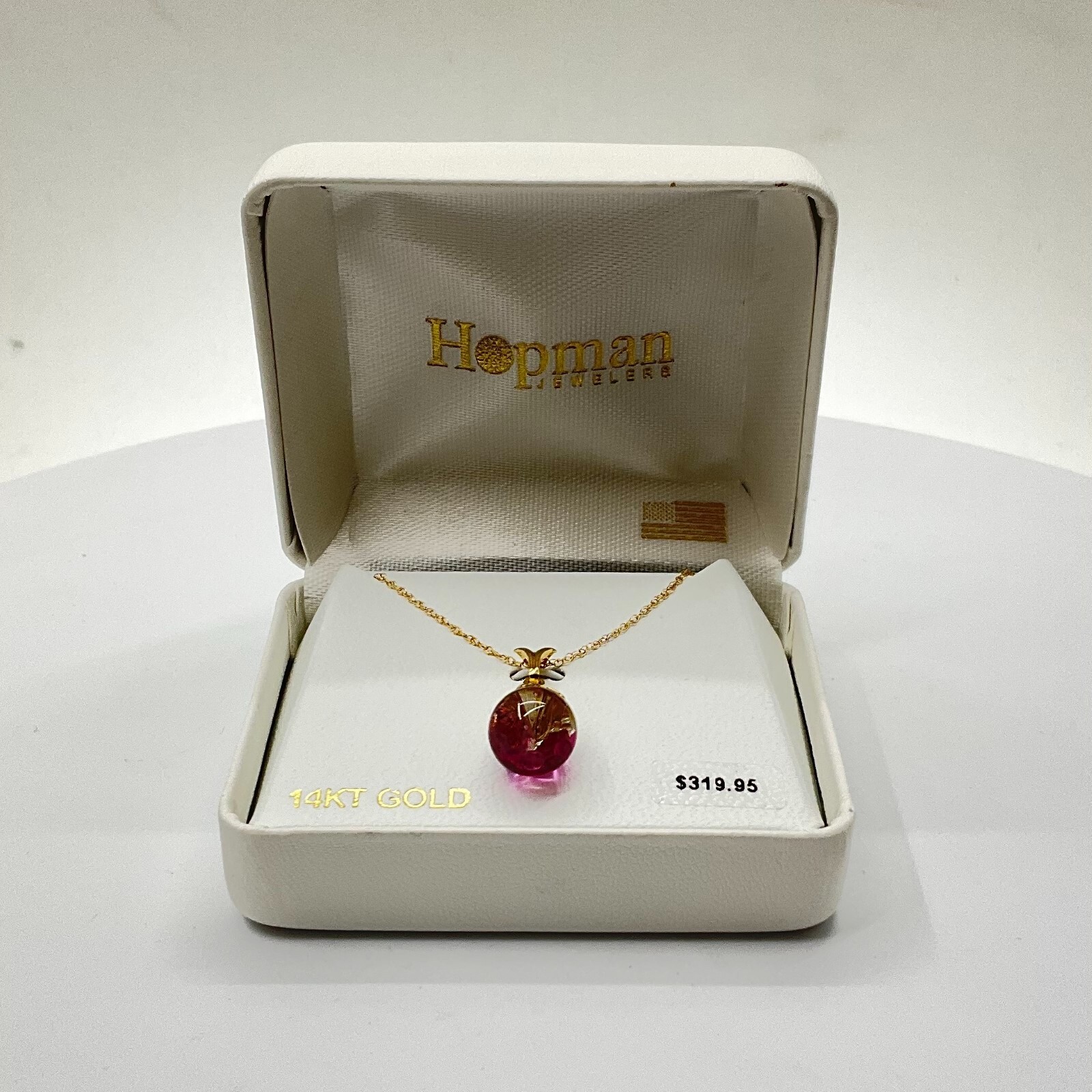 Carla | Nancy B 14k Yellow Gold Floating Ruby Pendant with Chain (4RP-1012)