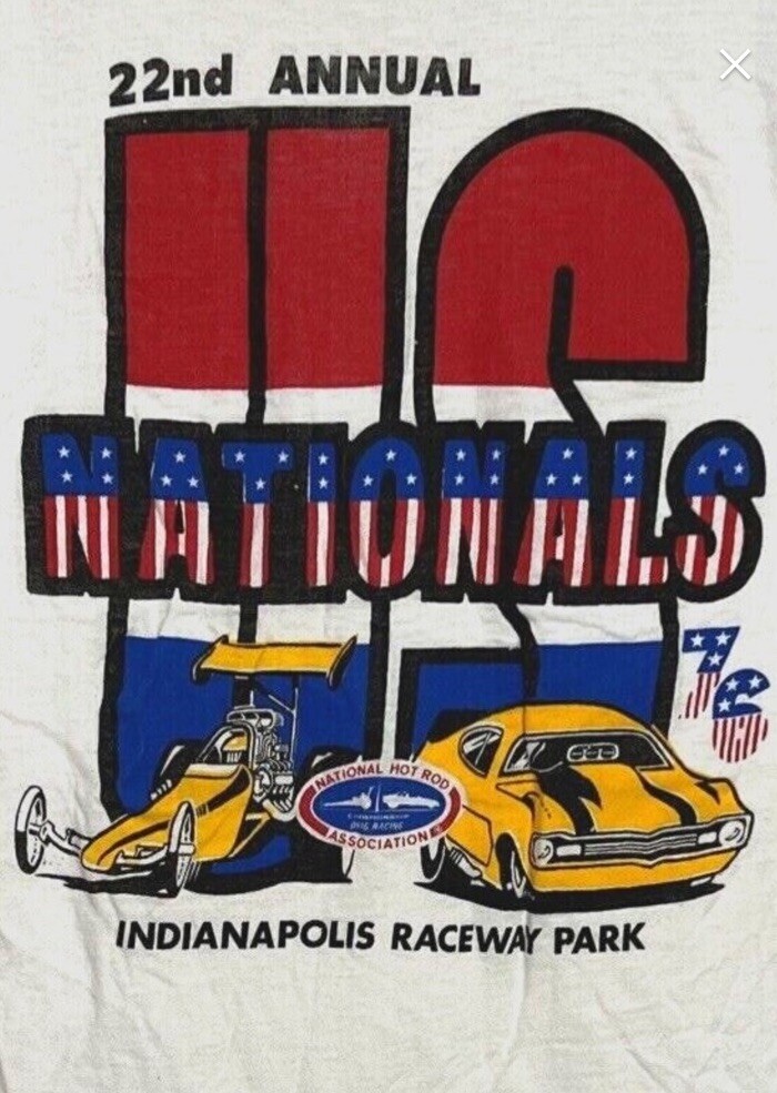 VTG NEW 1976 NHRA US Nationals 22nd Annual Indianapolis World Finals Shirt SZ M VTG NEW 1976 NHRA US Nationals 22nd Annual Indianapolis World Finals Shirt SZ M