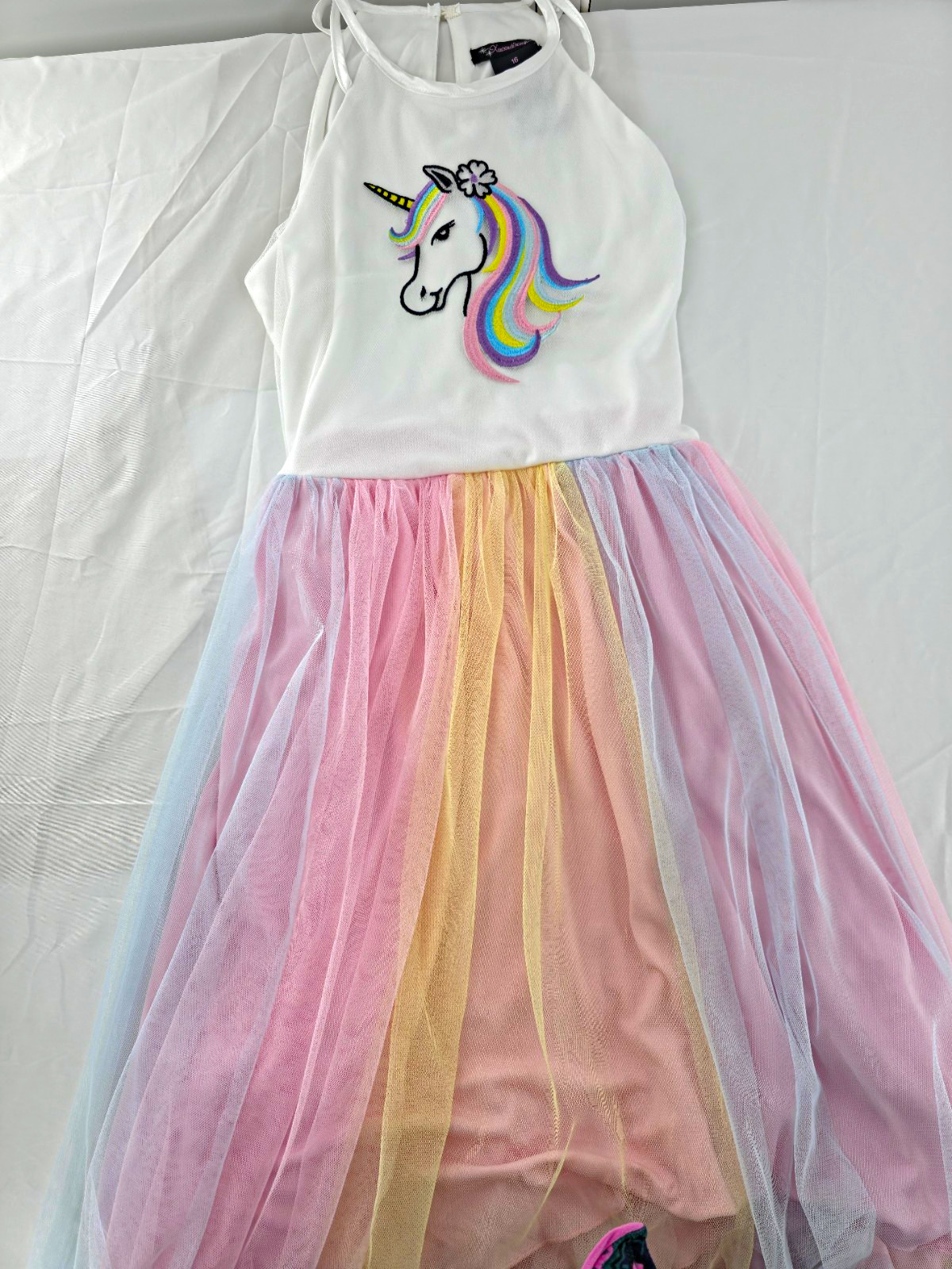 Xtraordinary Girls Unicorn Rainbow Tulle Maxi Dress Halter Sleeveless 16 Xtraordinary Girls Unicorn Rainbow Tulle Maxi Dress Halter Sleeveless 16