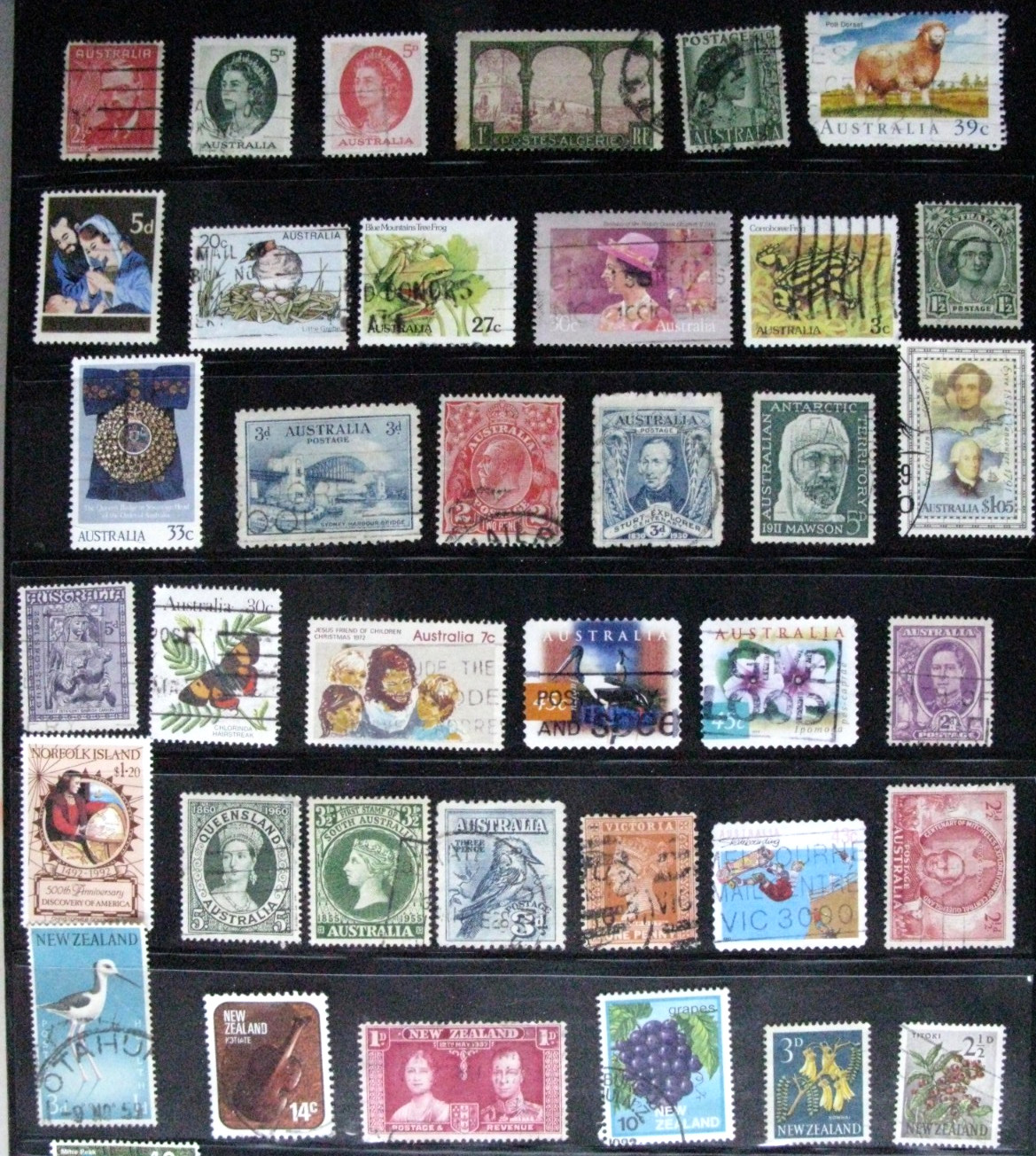 Australia & states 31  stamps used vintage +modern & Bonus: 6 New Zealand stamps