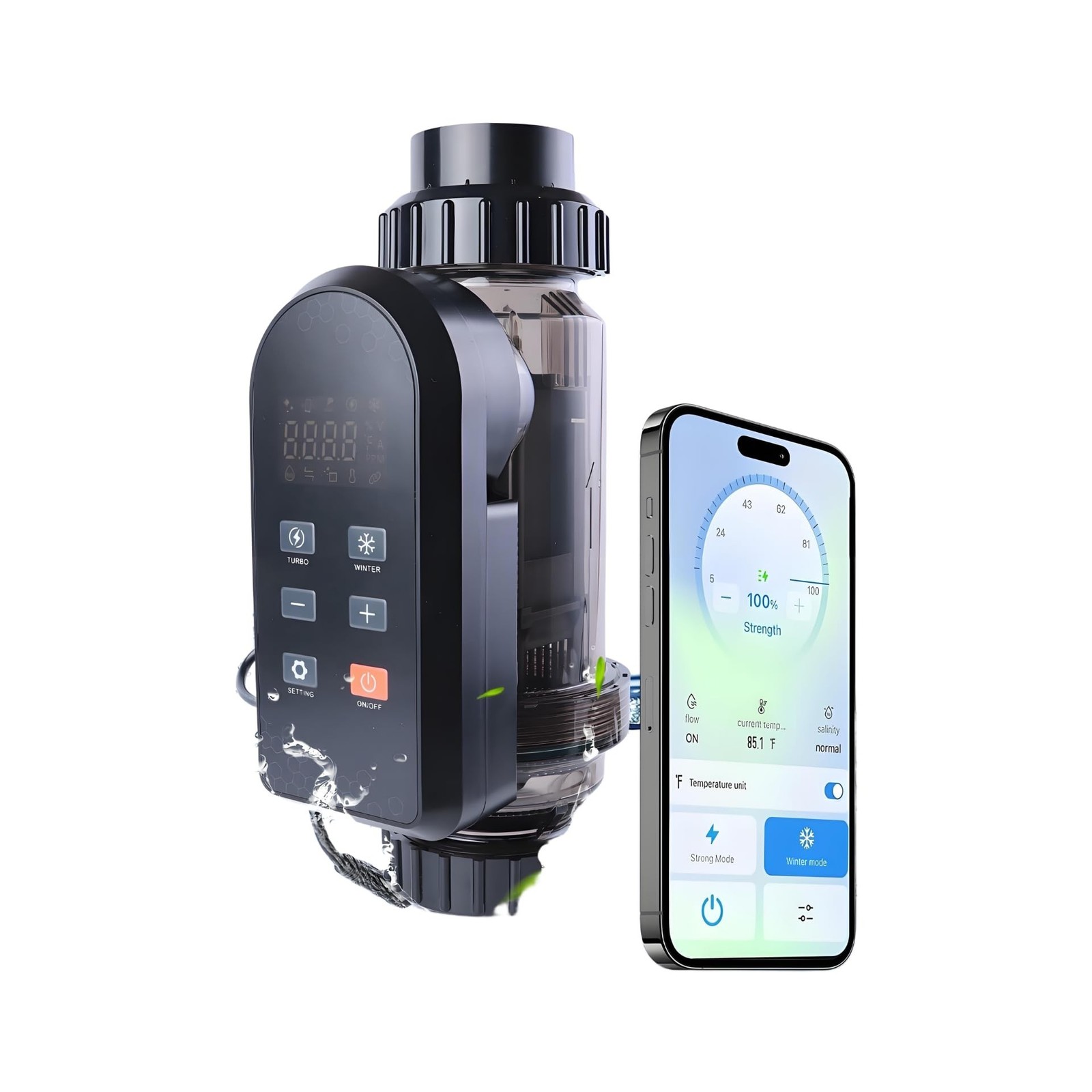 HOUSOUTION Salt Water Pool Chlorinator System, Salt Chlorine Generator with S...