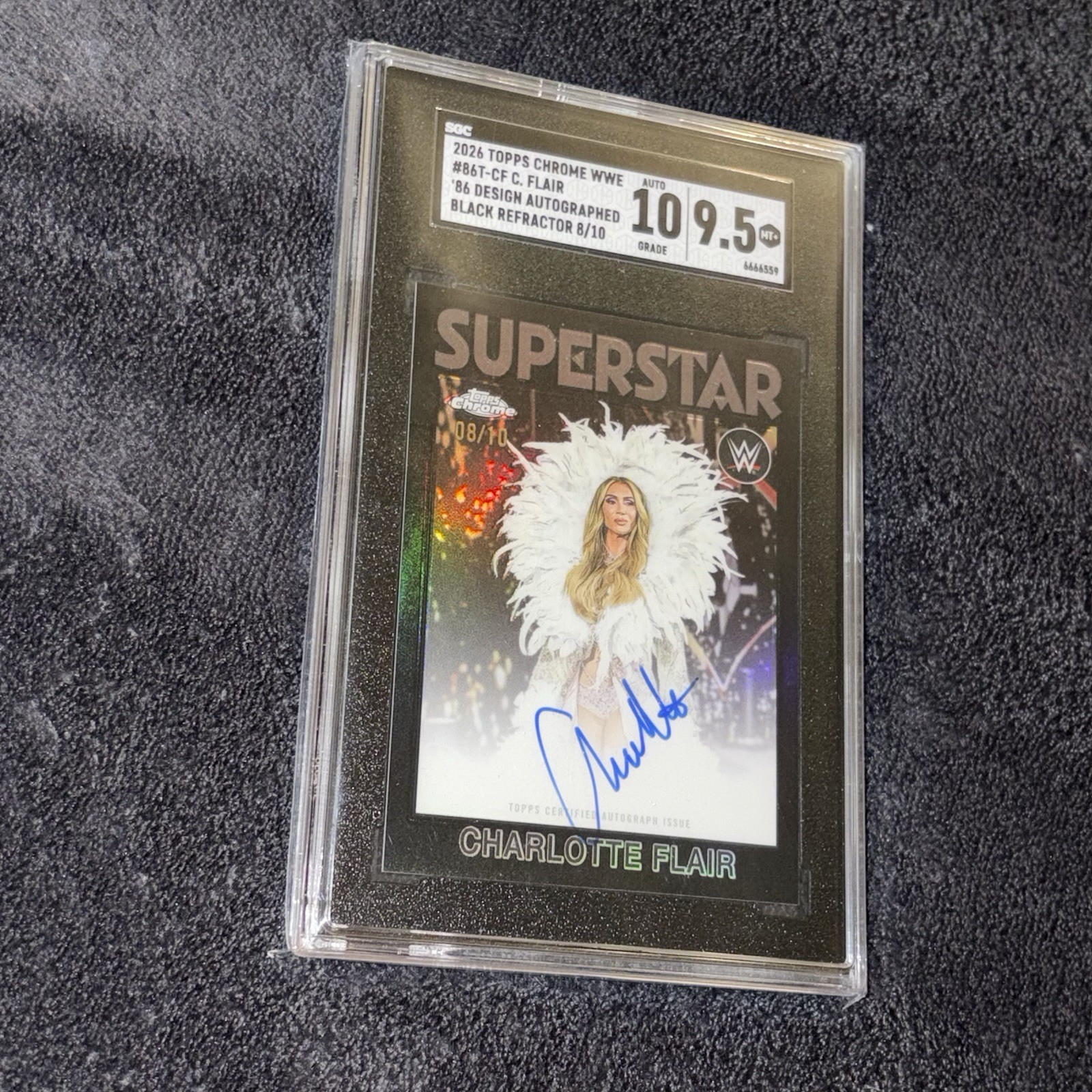 2026 WWE Topps Chrome Charlotte Flair 1986 Superstar Auto /10 Black SGC 10/ 9.5 2026 WWE Topps Chrome Charlotte Flair 1986 Superstar Auto /10 Black SGC 10/ 9.5