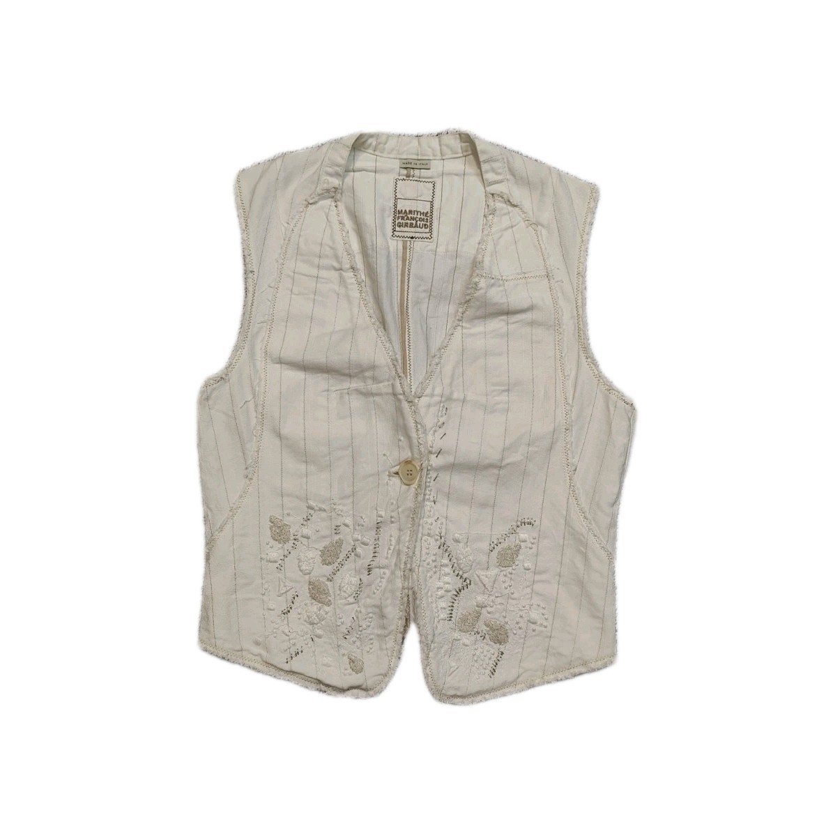 VTG Marithé François Girbaud Archival Embroidered Pinstripe Waistcoat IT 42