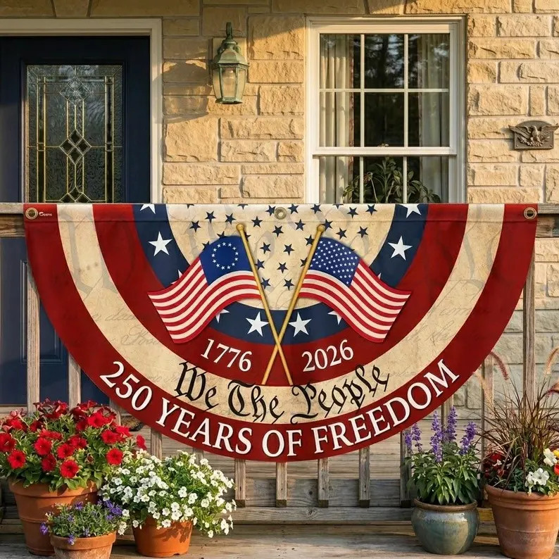 250th Anniversary Banner, 1776 2026 Banner, American Flag Porch Banner