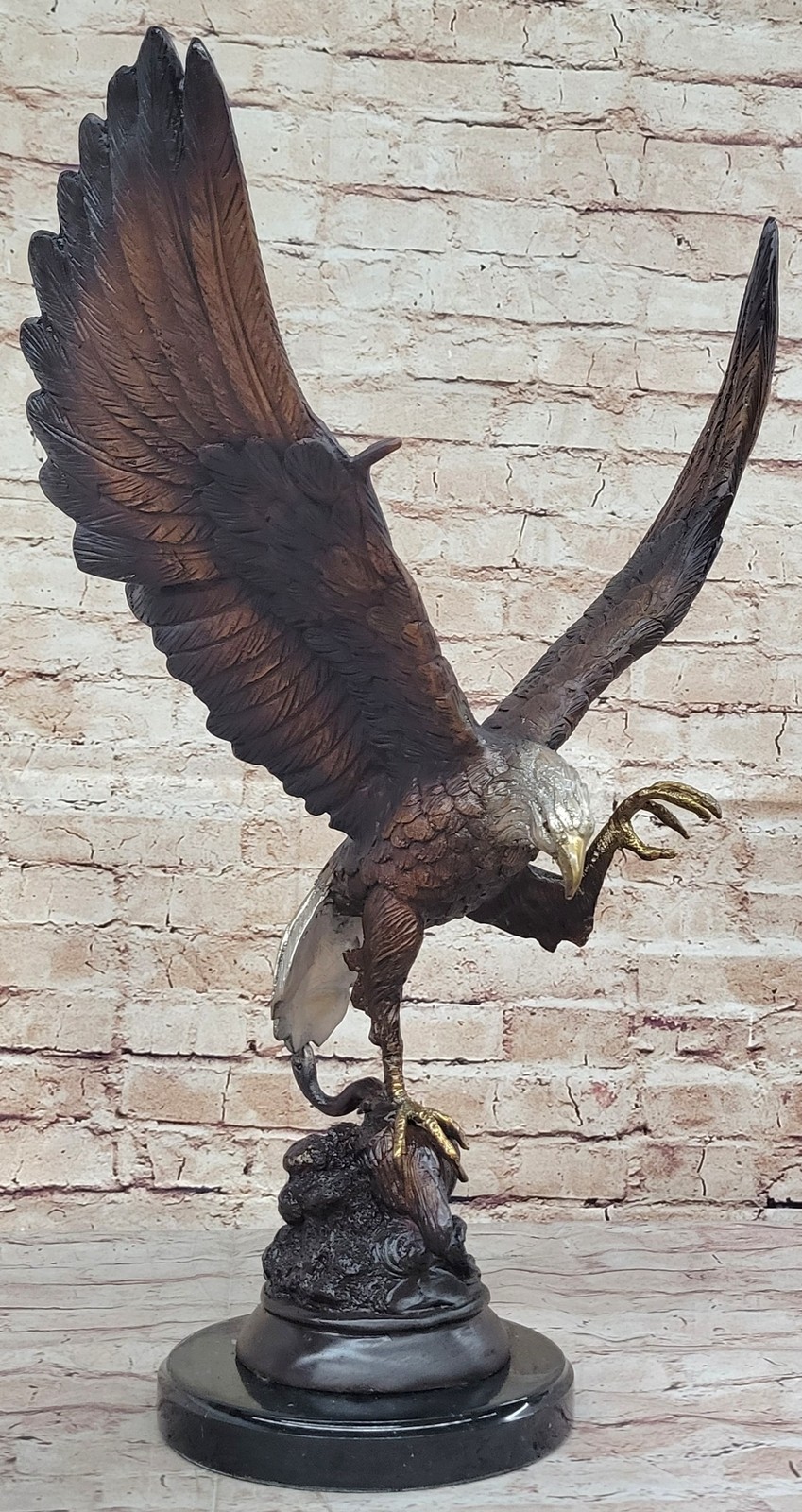 Bald Eagle Large Bronze Sculpture Signed Moigniez Finest Casting Hot Cast Decor