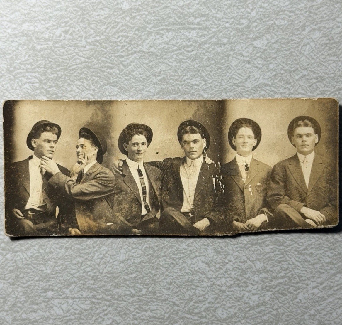 Antique 1910s Multi-Pose Photo Strip Trick Photography Novelty Print