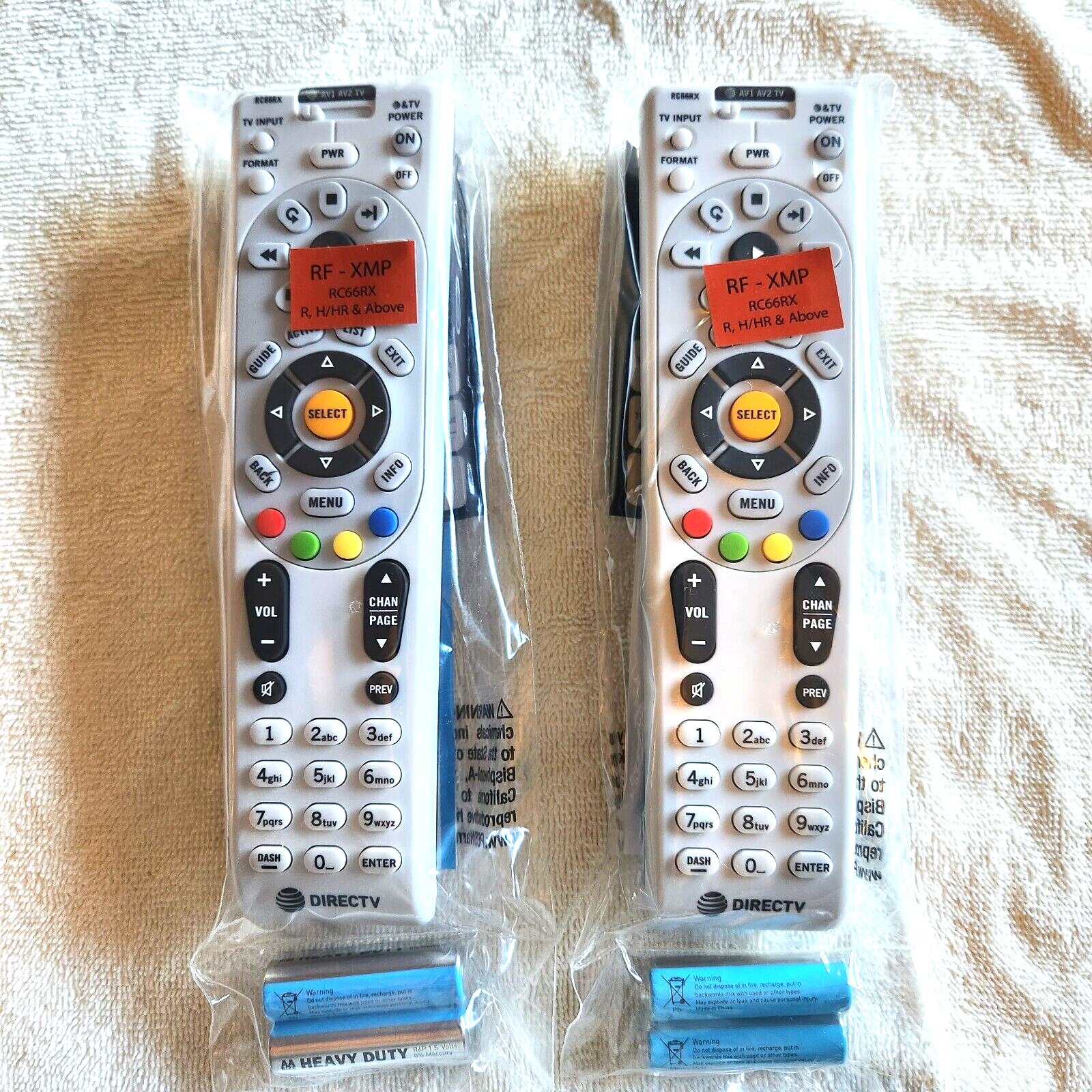 DIRECTV RC66RX / LOT OF 2  IR/RF UNIVERSAL REMOTE CONTROLS / BATTERIES/OEM/NEW