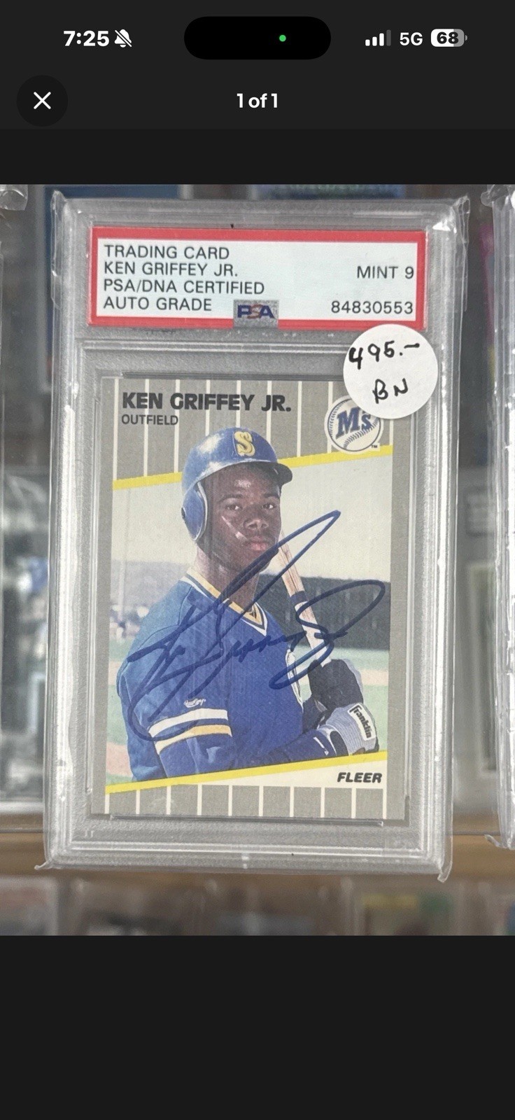 Fleer 1989 Ken Griffey Jr #548 PSA 9 Autographed PSA Certified Seattle Mariners