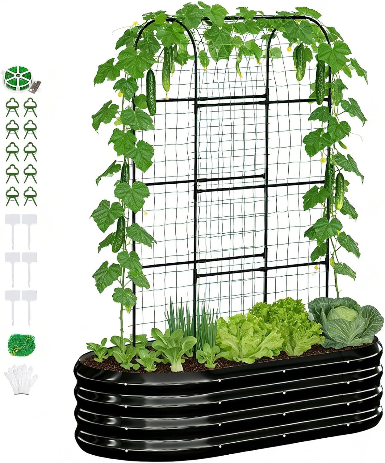 H&ZT 2 in 1 Galvanized Raised Garden Bed w/ 71\