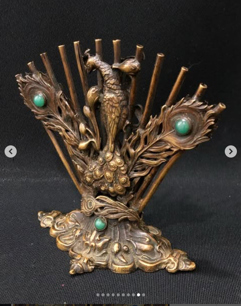 Antique bronze miniature with fireflies, Europe, 19th century. Beautifully craft