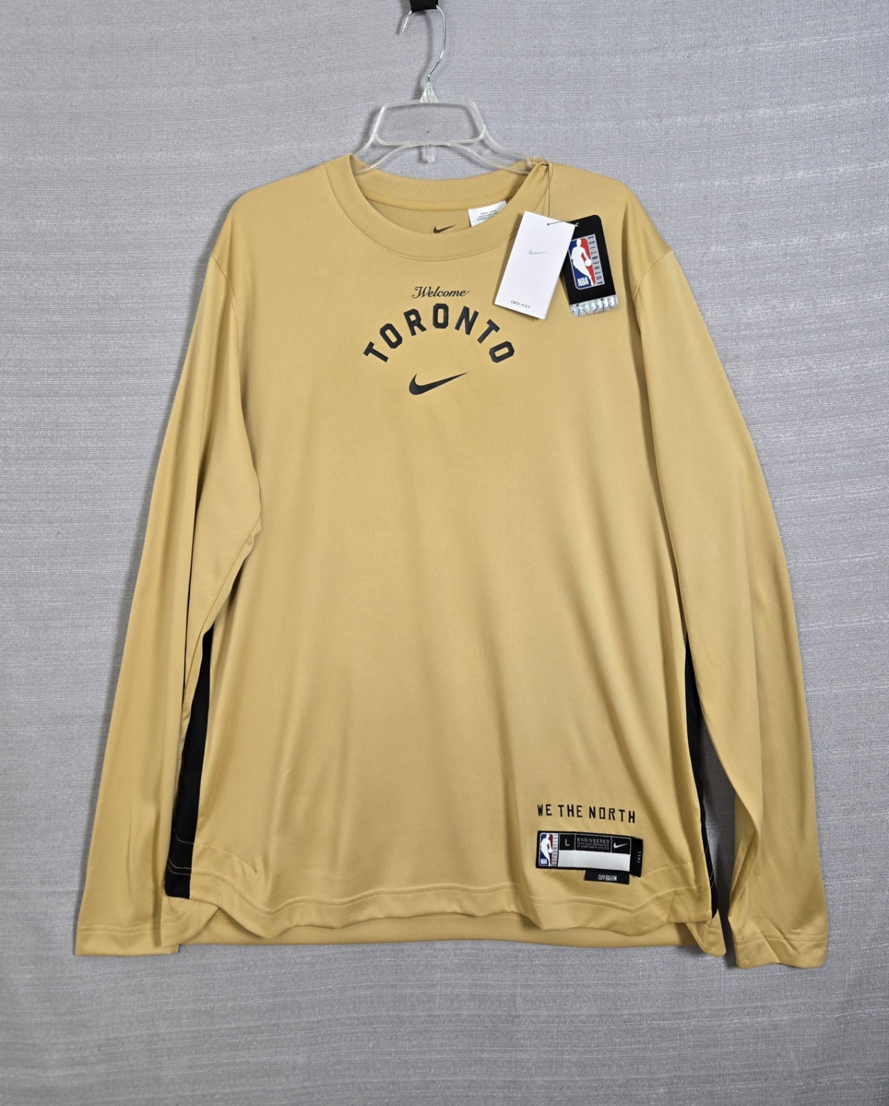 NIKE Toronto Raptors Shooting Shirt Large Tall Mens Beige Black NBA We The North