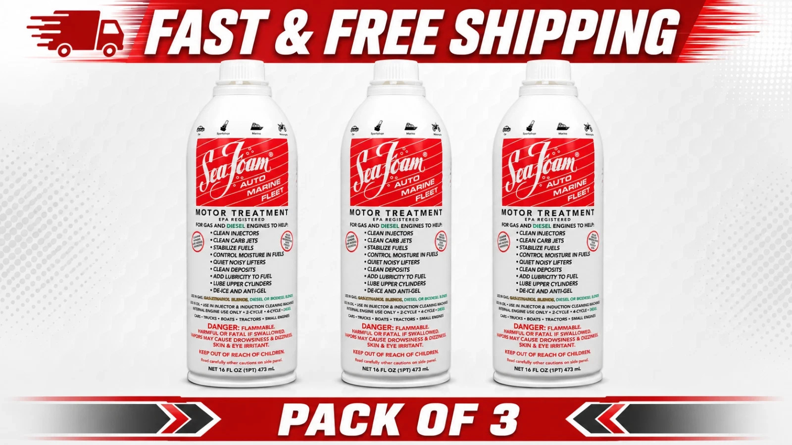 Sea Foam SF-16 Motor Treatment for Gas and Diesel Engines 16 oz. Pack Of 3 Sea Foam SF-16 Motor Treatment for Gas and Diesel Engines 16 oz. Pack Of 3