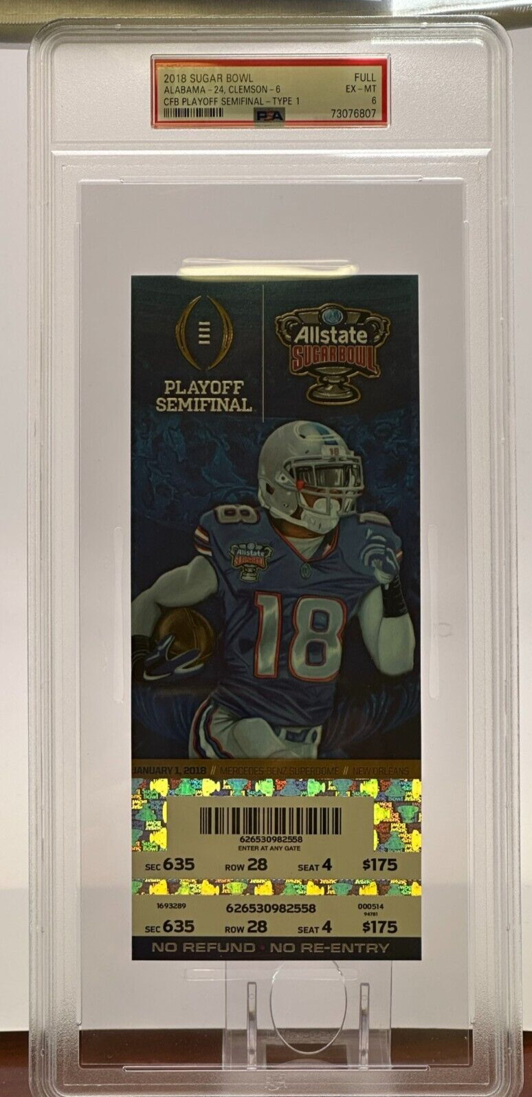 2018 Sugar Bowl Ticket Jalen Hurts Alabama Clemson College Football Playoff PSA