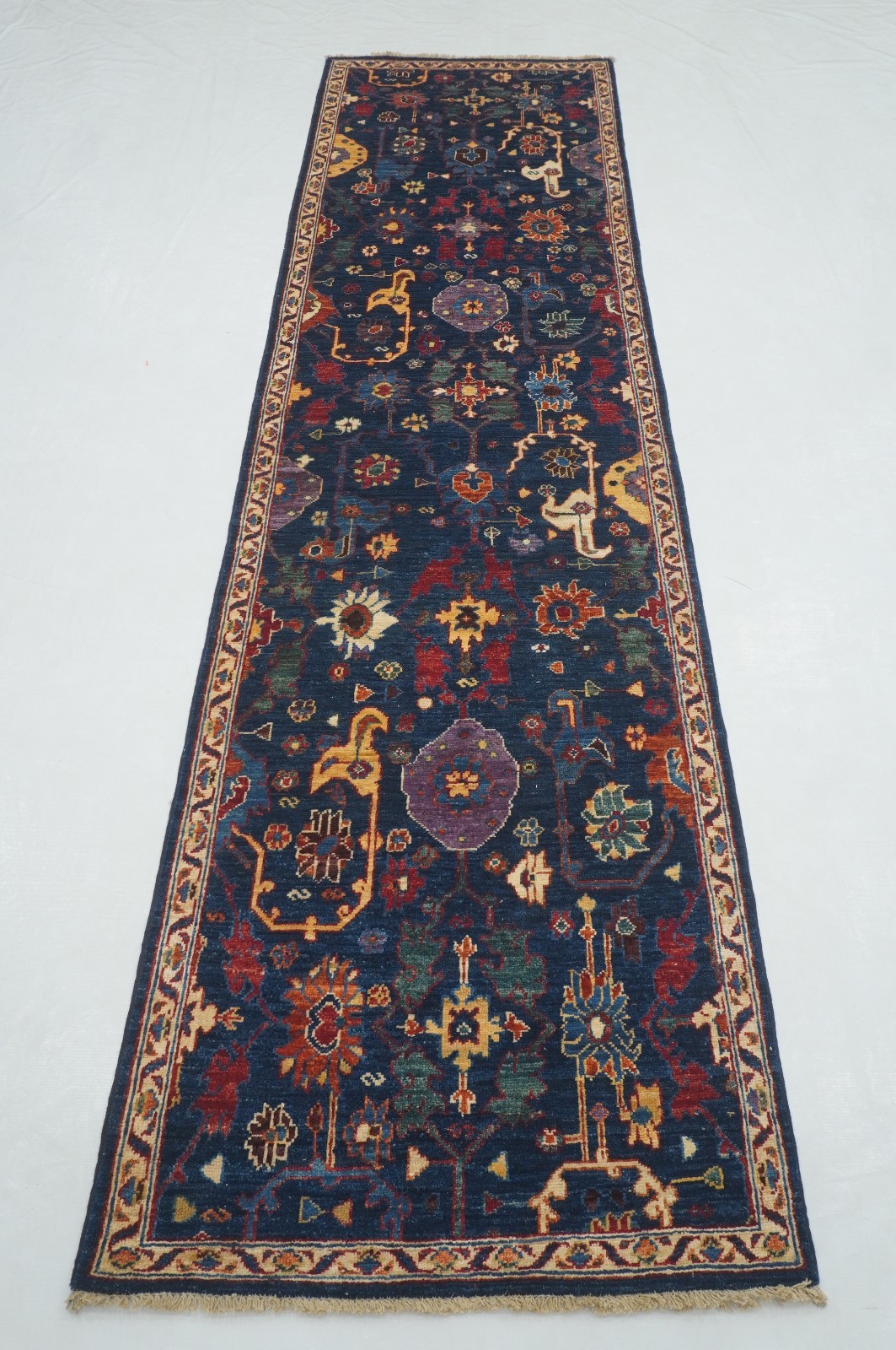 3x10 ft Navy Blue Bidjar Afghan Hand knotted Oriental Runner Rug