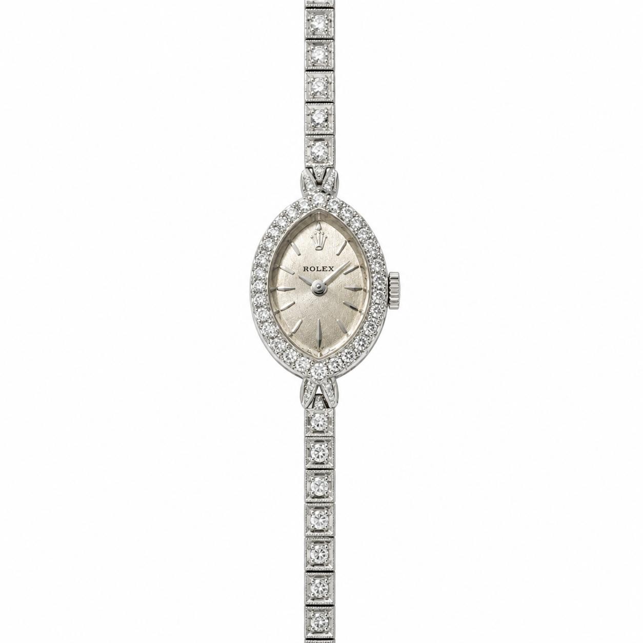 Vintage Rolex Ladies  14K Gold Natural Diamond Cocktail Watch 6.5\