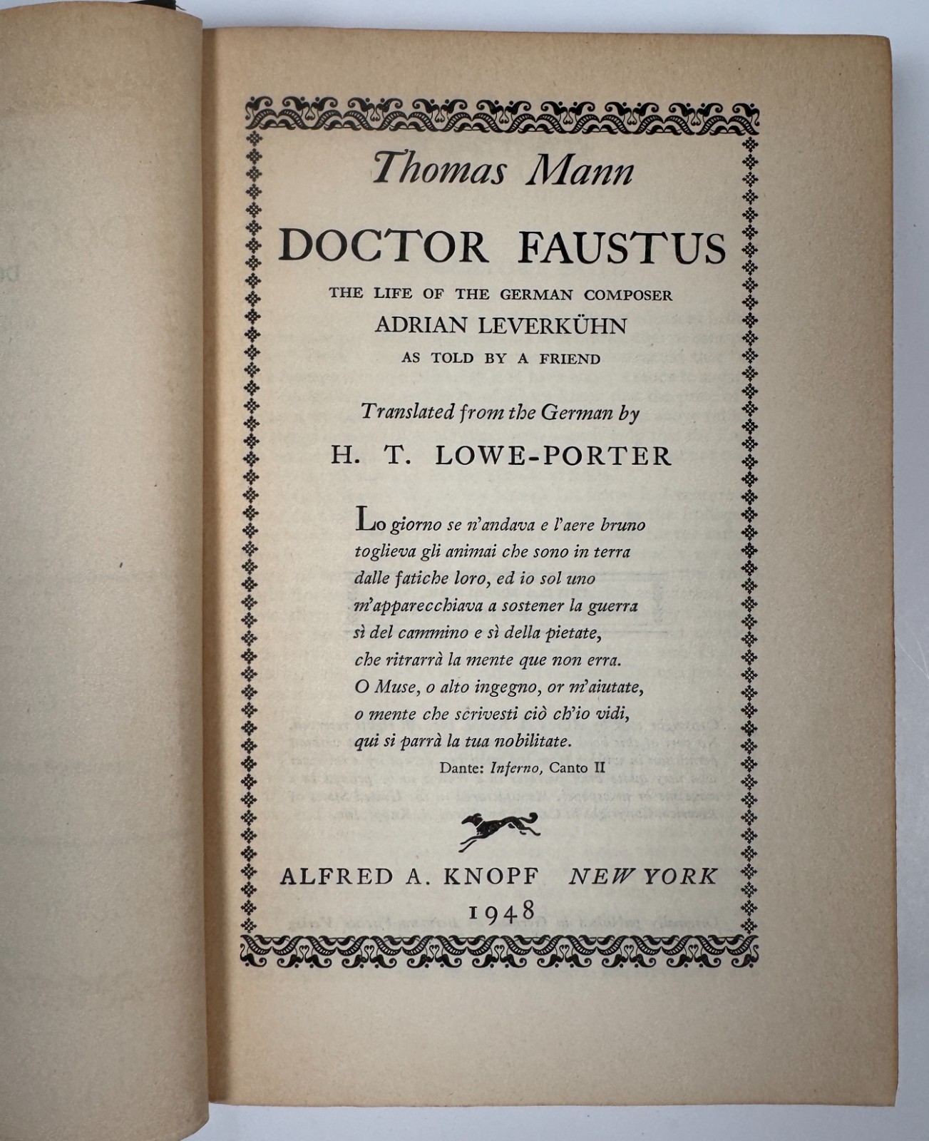 Thomas Mann Doctor Faustus 1948 First American Edition Knopf Hardcover No DJ