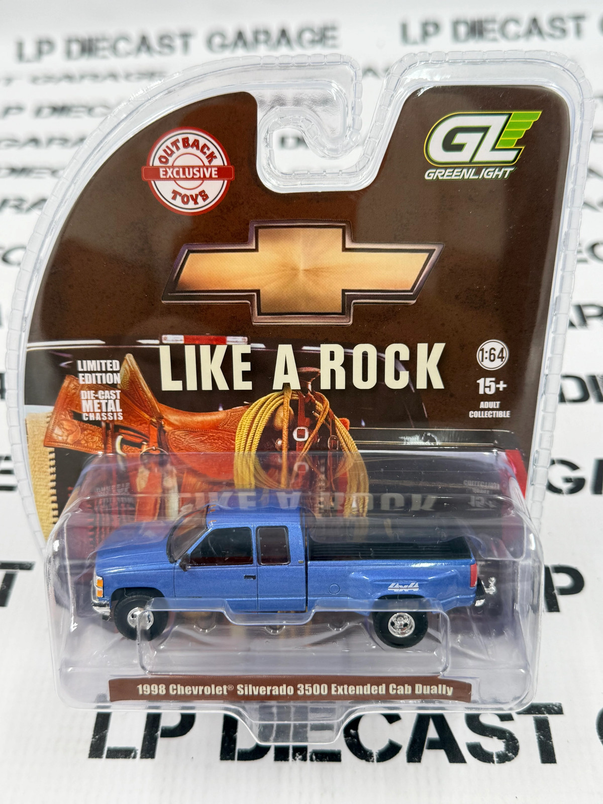 GREENLIGHT 1998 Chevrolet Silverado 3500 4x4 Blue 1:64 Diecast OBT Exclusive