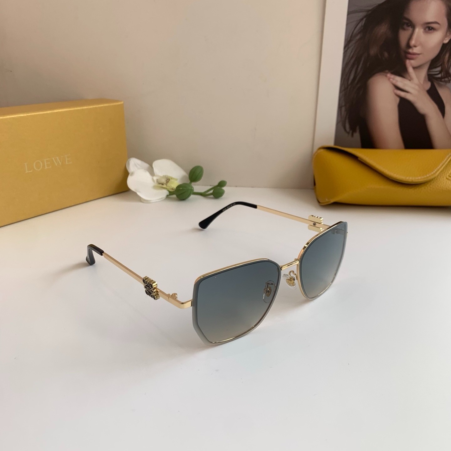 Loewe Vintage-Style Metal Square-Frame Sunglasses