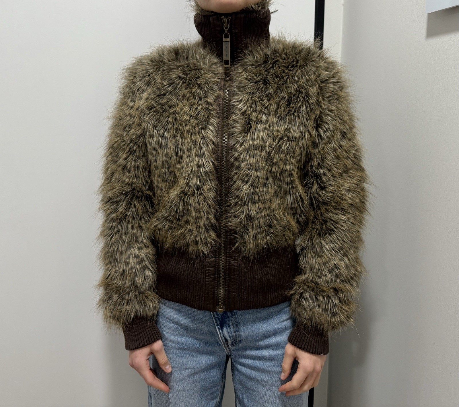 DDP River Island vintage Faux Fur Y2K Jacket 2000`s swag leopard print size 10 DDP River Island vintage Faux Fur Y2K Jacket 2000`s swag leopard print size 10