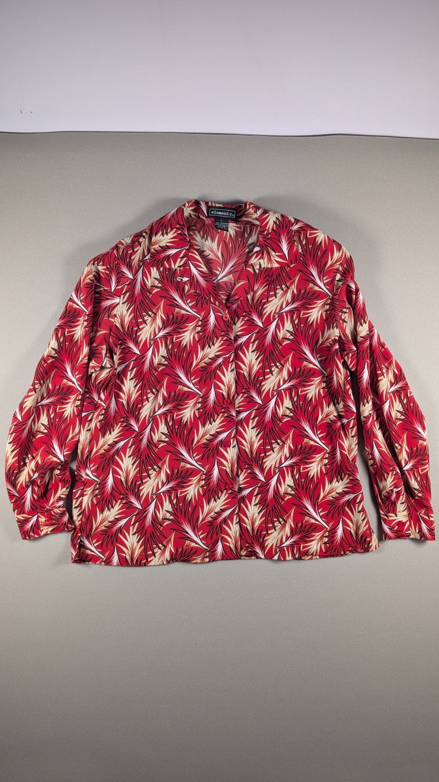 Women\'s Elementz Red Button Down LS Shirt Size L Women\'s Elementz Red Button Down LS Shirt Size L
