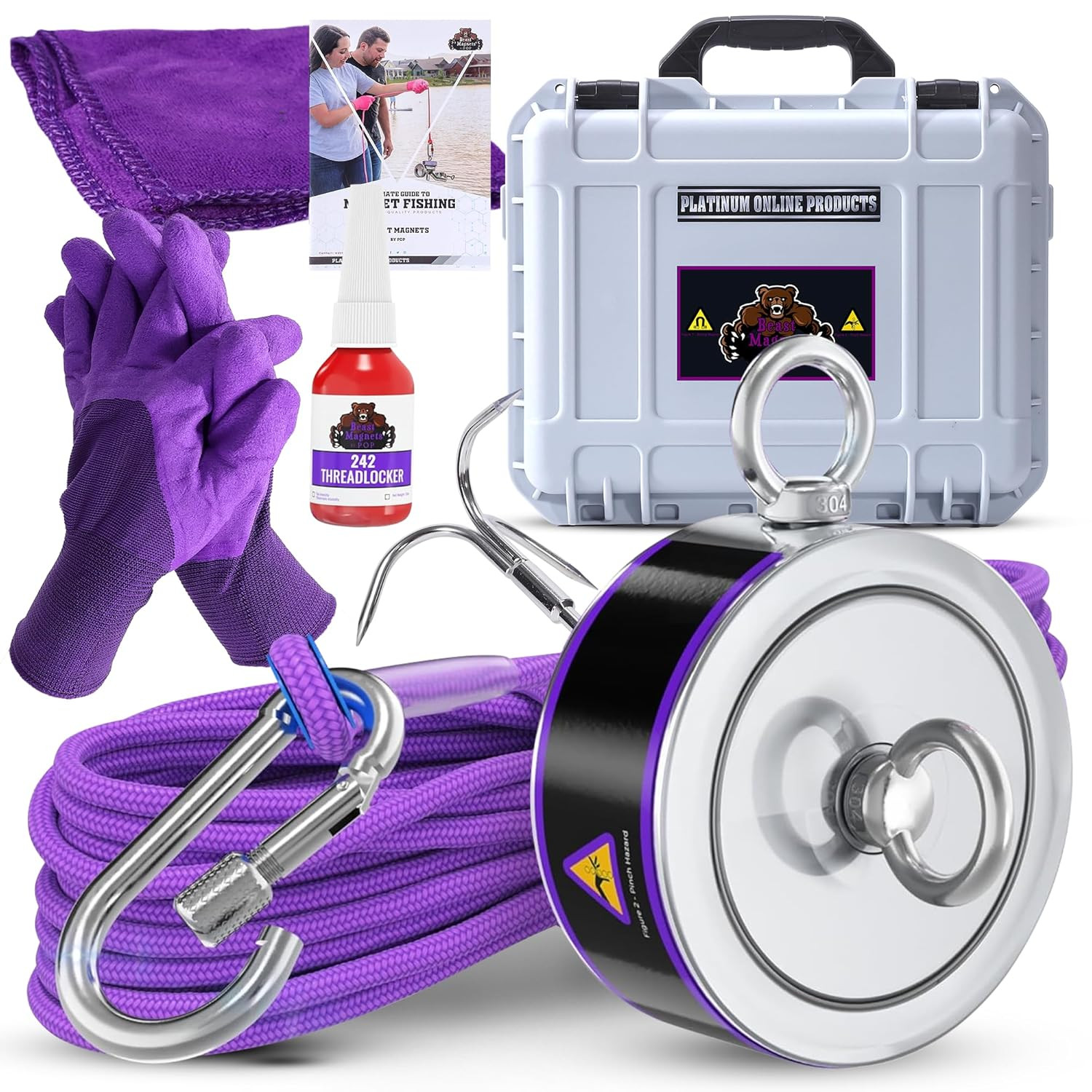 2600Lb’S Complete Magnet Fishing Kit | Double Sided Fishing Magnet Kit with Case