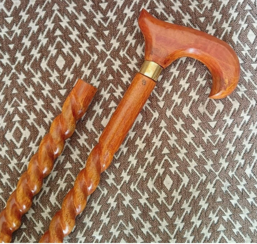 Men Women Old People Hand Carved Wooden Walking Stick Beautiful Design Cane Gift