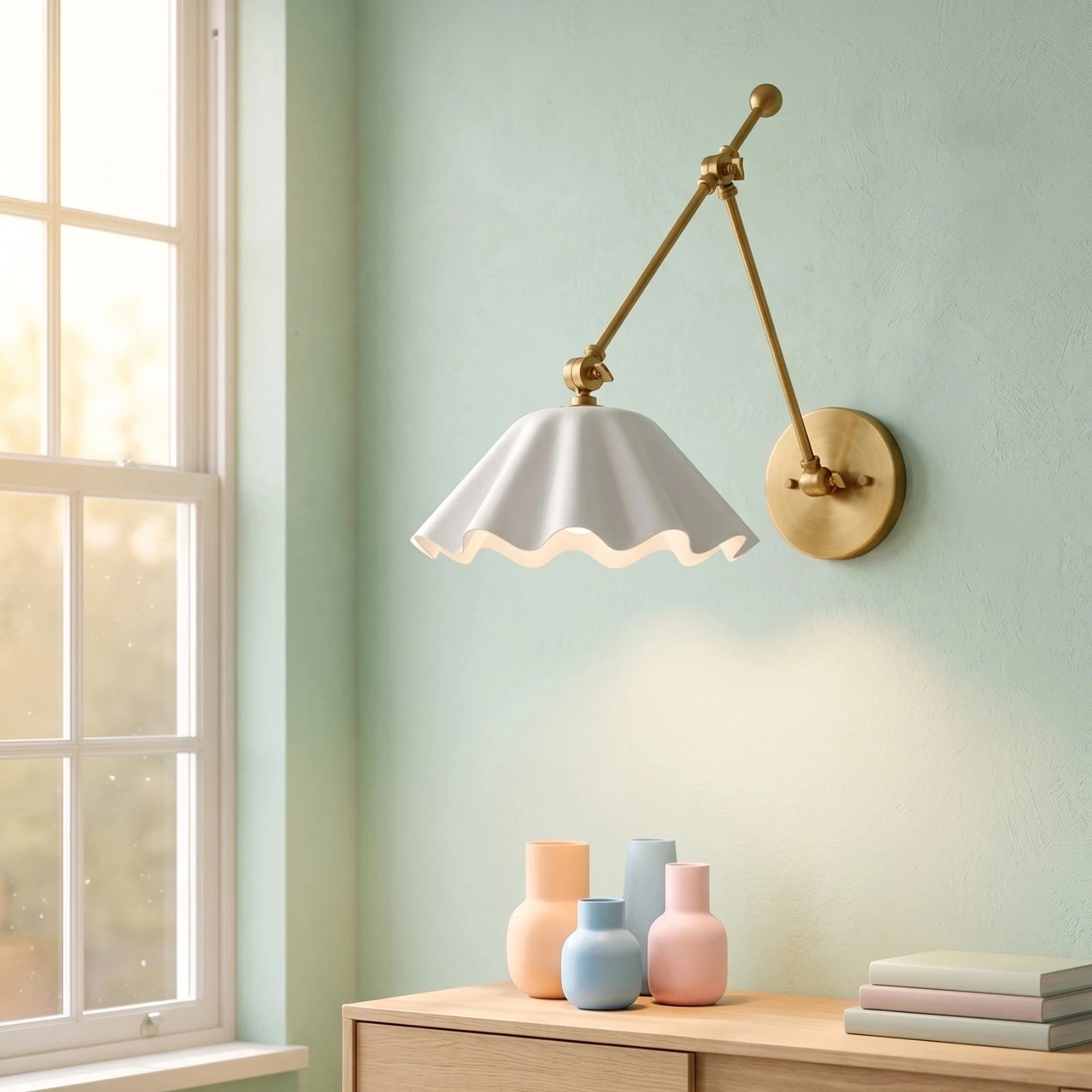 Brass Swing Arm Wall Lamp Adjustable Mid Century Modern Wall Sconce ReadingLight
