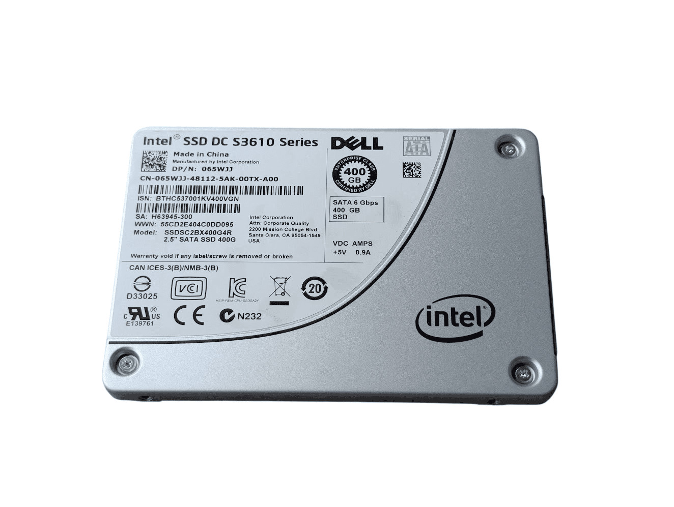 Dell Intel 400GB SATA 65WJJ 6Gb/s SSD DC S3610 Series