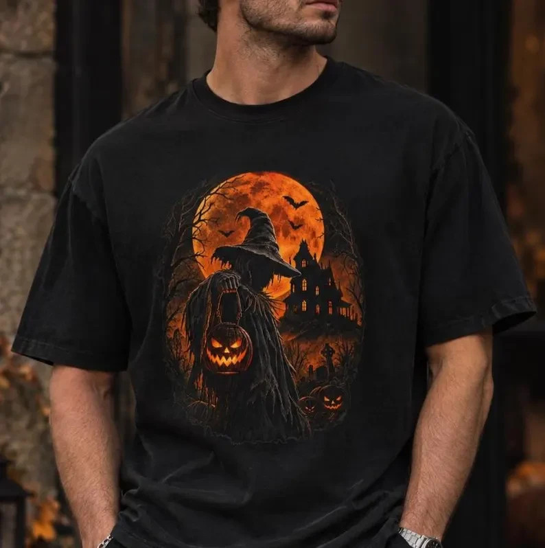 Vintage Halloween Witch Shirt, Gothic Halloween T Shirt, Witch Pumpkin Tee