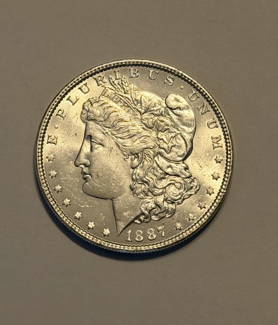 1887-P Morgan Silver Dollar Frosty white BU Very Nice clean Rev. Fields KM#110