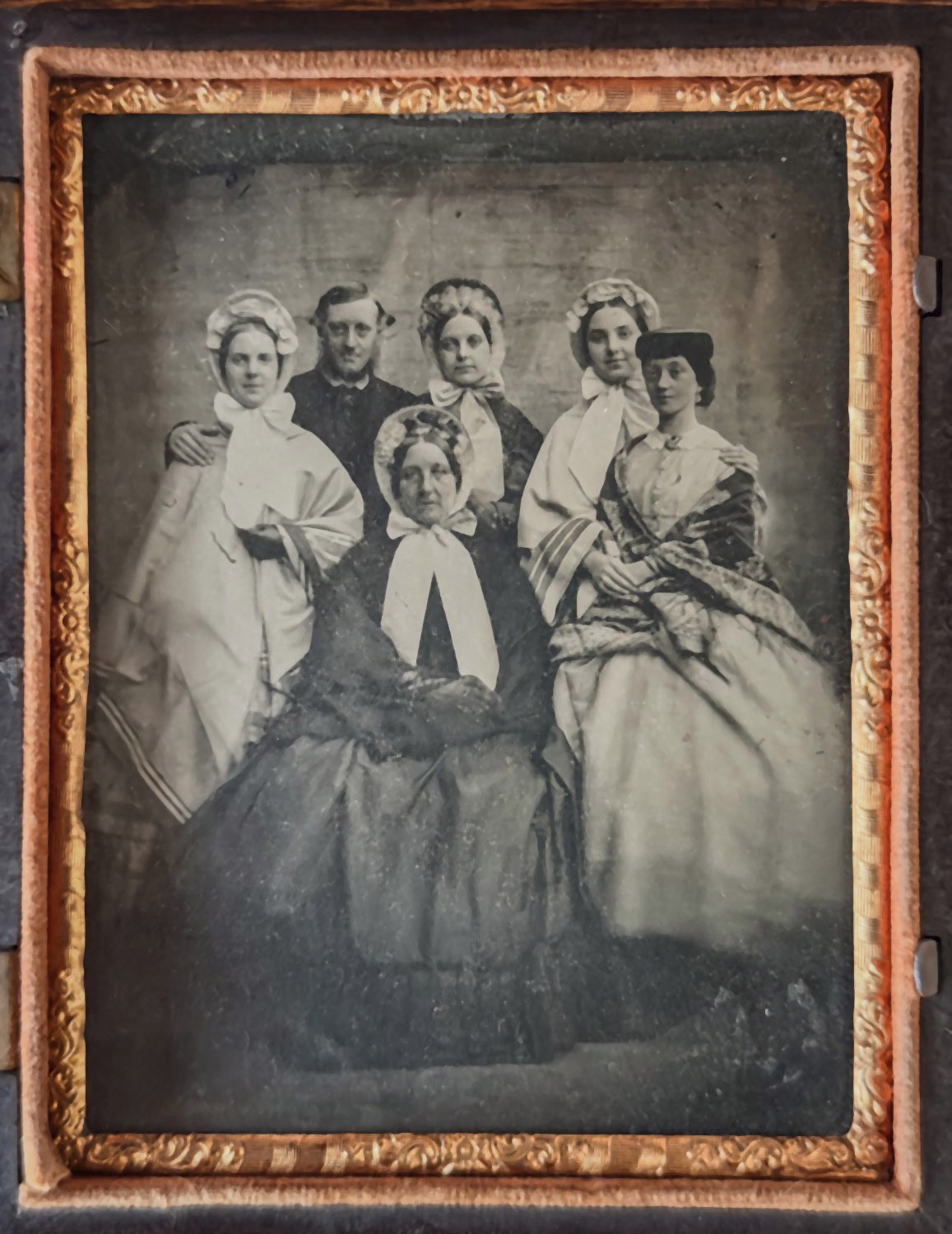 Quarter Plate Ambrotype of Family Group in Alone at the Rendezvous Union Case