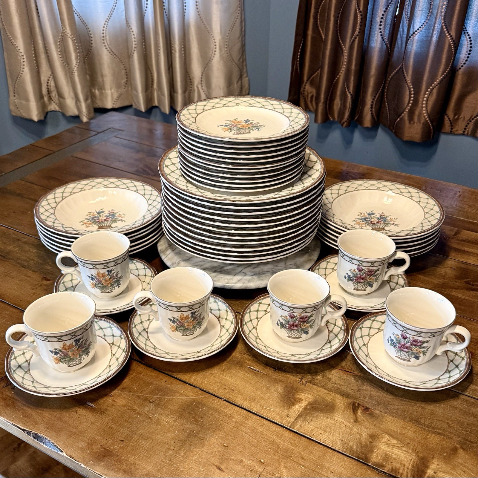 47pc VTG Mikasa Country Classics DC315 Flower Basket FLORAL PAGEANT Dish Set
