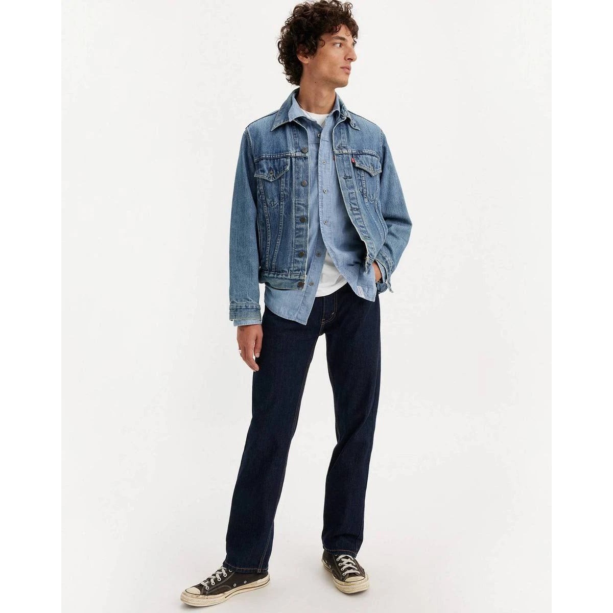 Levis 505 Regular Fit Straight Leg Jeans Dark Wash Denim Mens 30x32 Classic