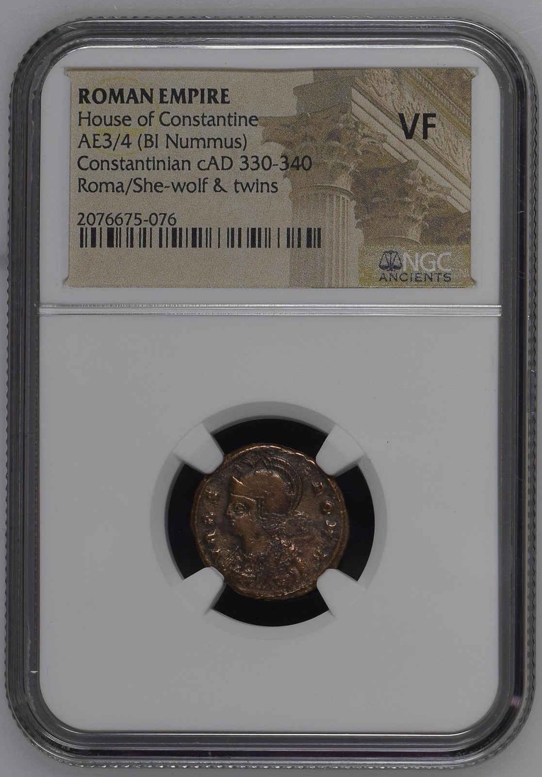 NGC VF AE3/4 of Constantine I Roma / She-wolf & Twins Reverse NGC Ancients VF