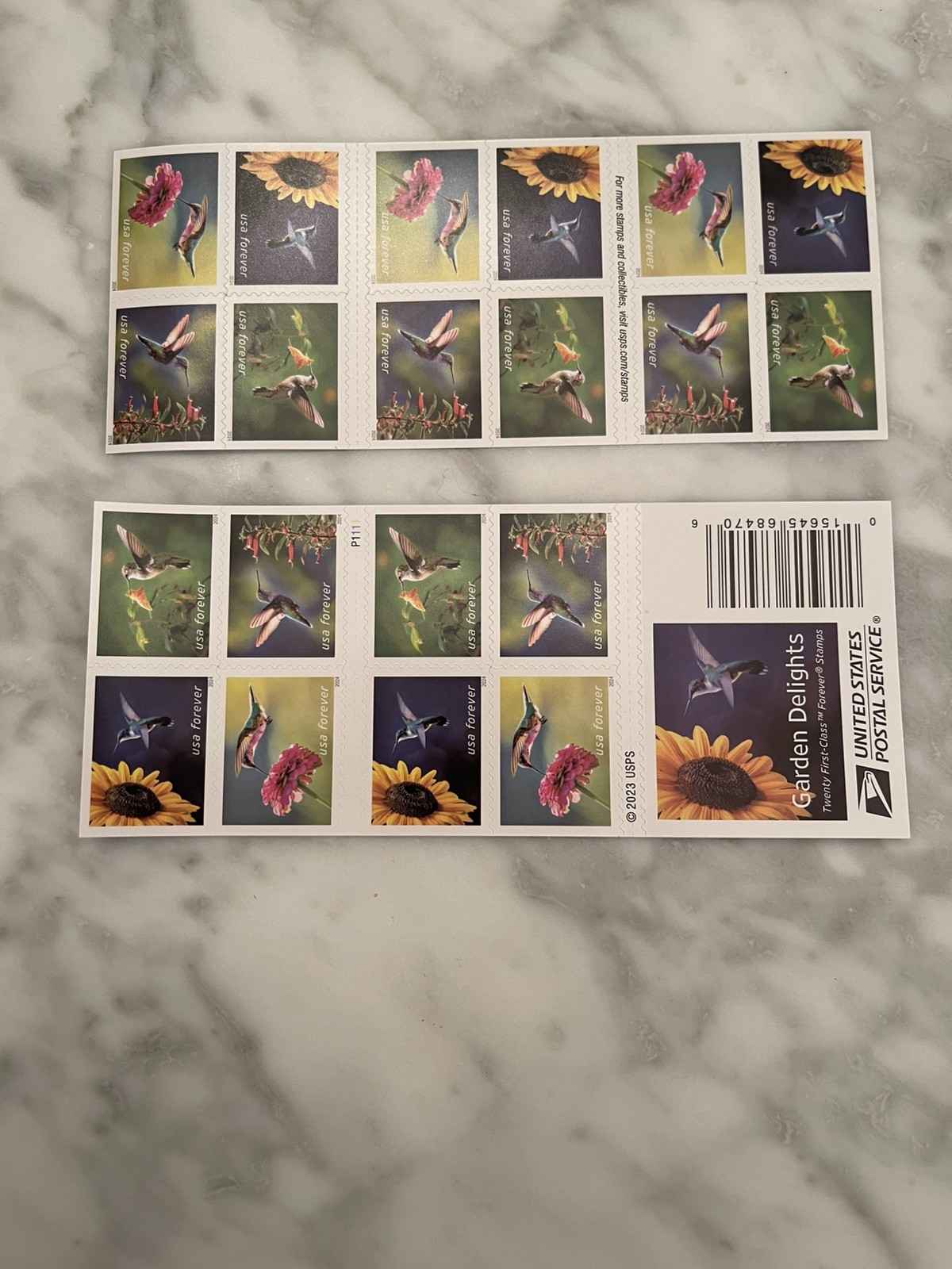 US Garden Delights Booklet of 20 Forever Stamps Scott #5845-5848 Hummingbirds