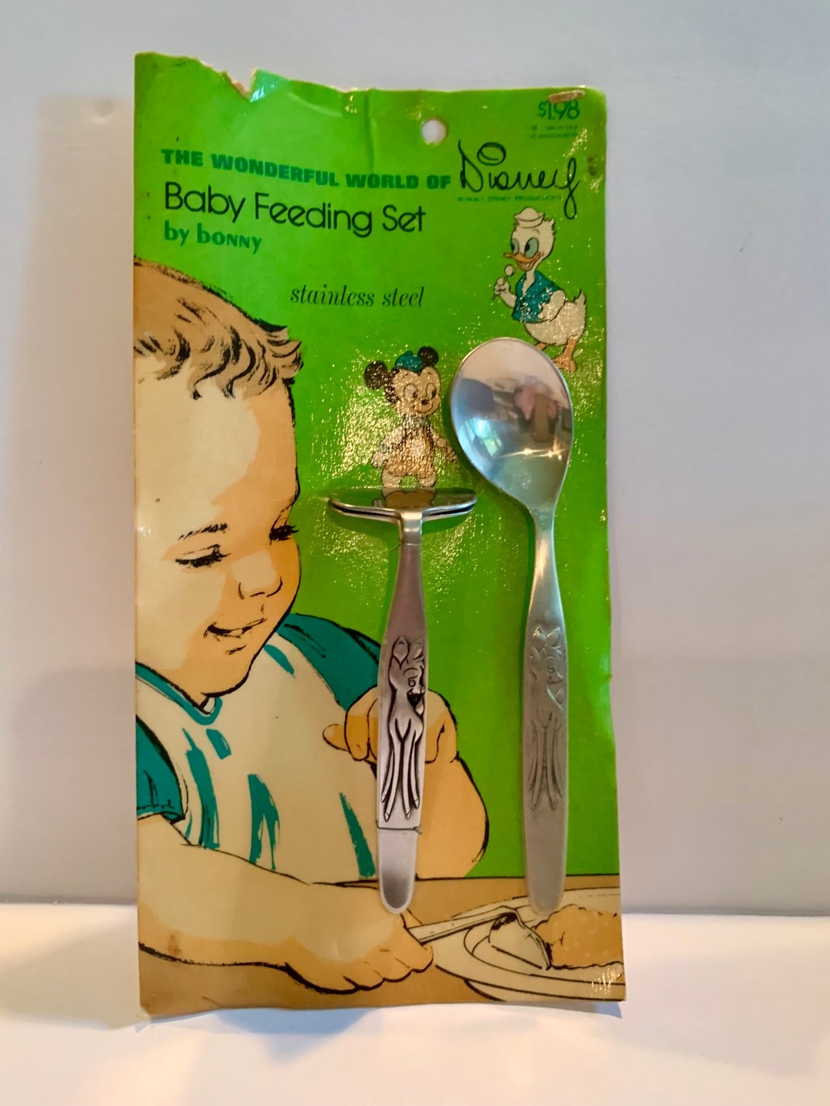 Vintage rare 1960s Disney Bambi Baby Feeding Set on Original Package Card Rare Vintage rare 1960s Disney Bambi Baby Feeding Set on Original Package Card Rare