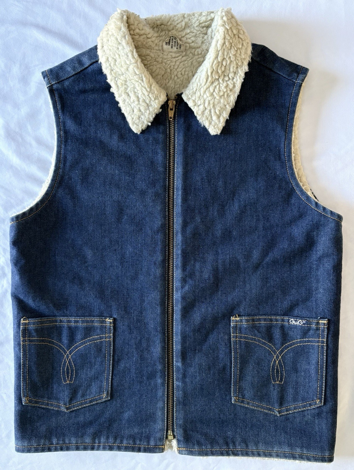 Vintage GWG Denim Sherpa Lined Vest Women’s Small, Youth XL Workwear Canada