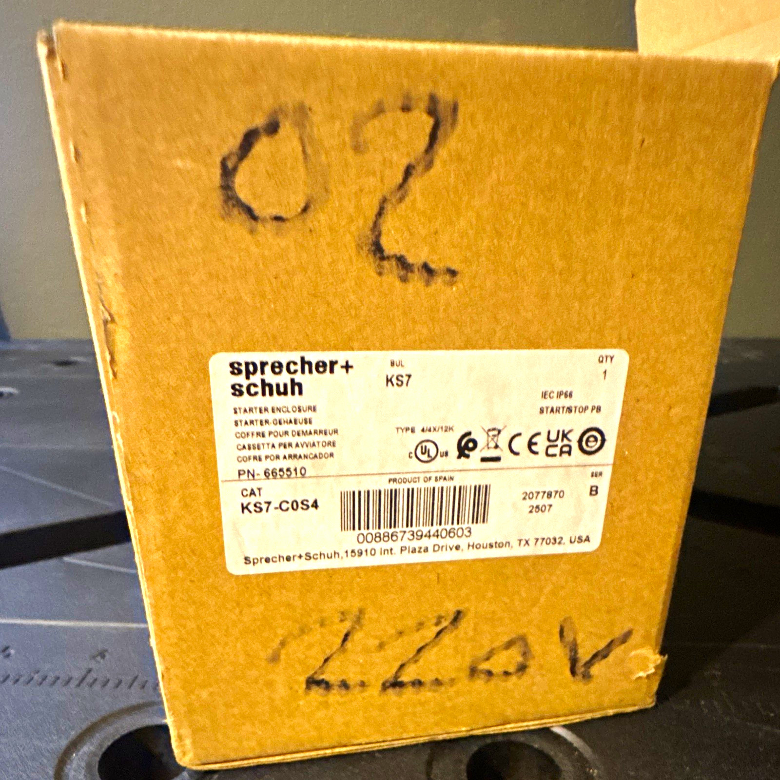 Sprecher+Schuh KS7 7A Enclosed Manual Starter Pushbutton IEC, MPN KS7-COS4