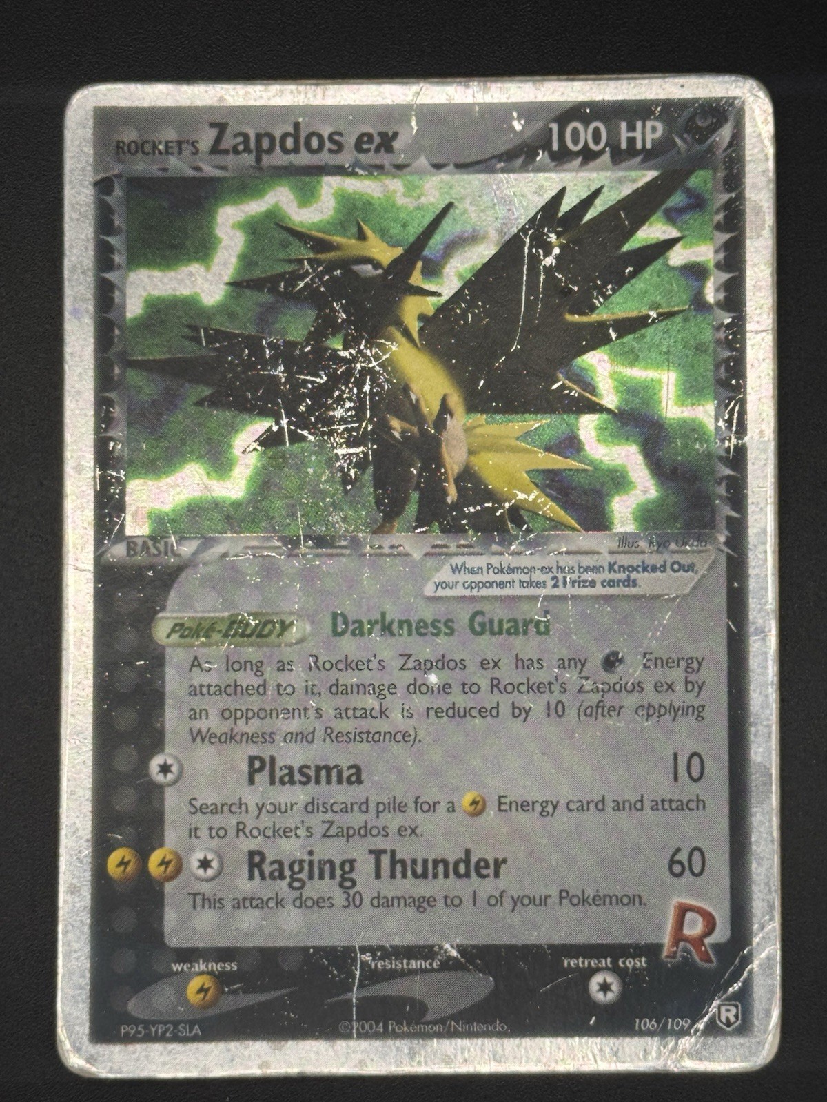 Rocket\'s Zapdos ex 106/109 Team Rocket Returns Holo Rare Pokemon Card - Damaged