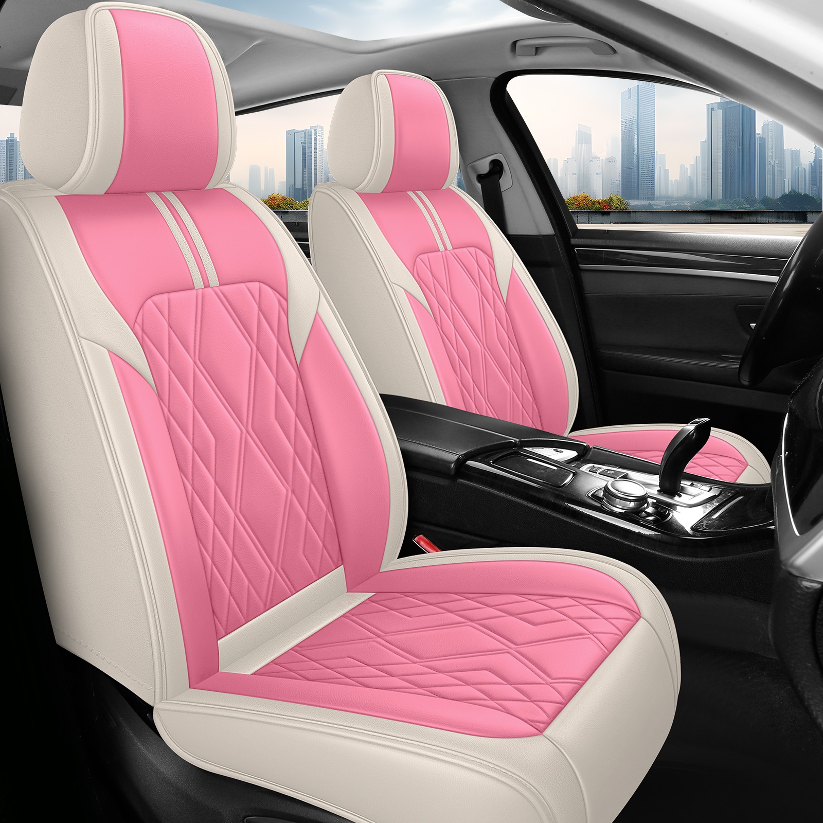 For Subaru Leather Car Seat Covers 5-Seats Front & Rear Full Set Protectors Pad