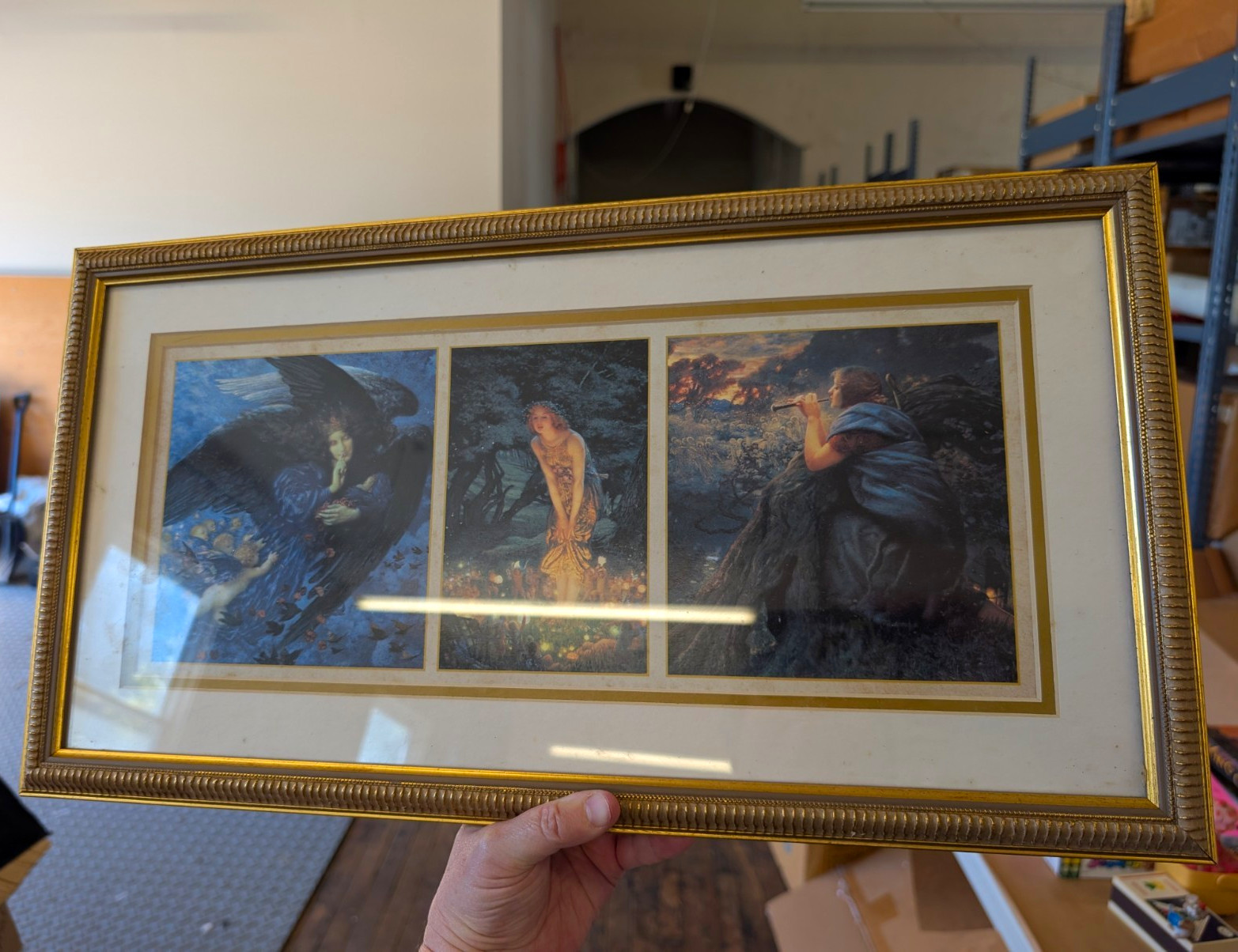 Vintage Homco Twilight Fancies Framed Triptych Edward Robert Hughes Fairycore