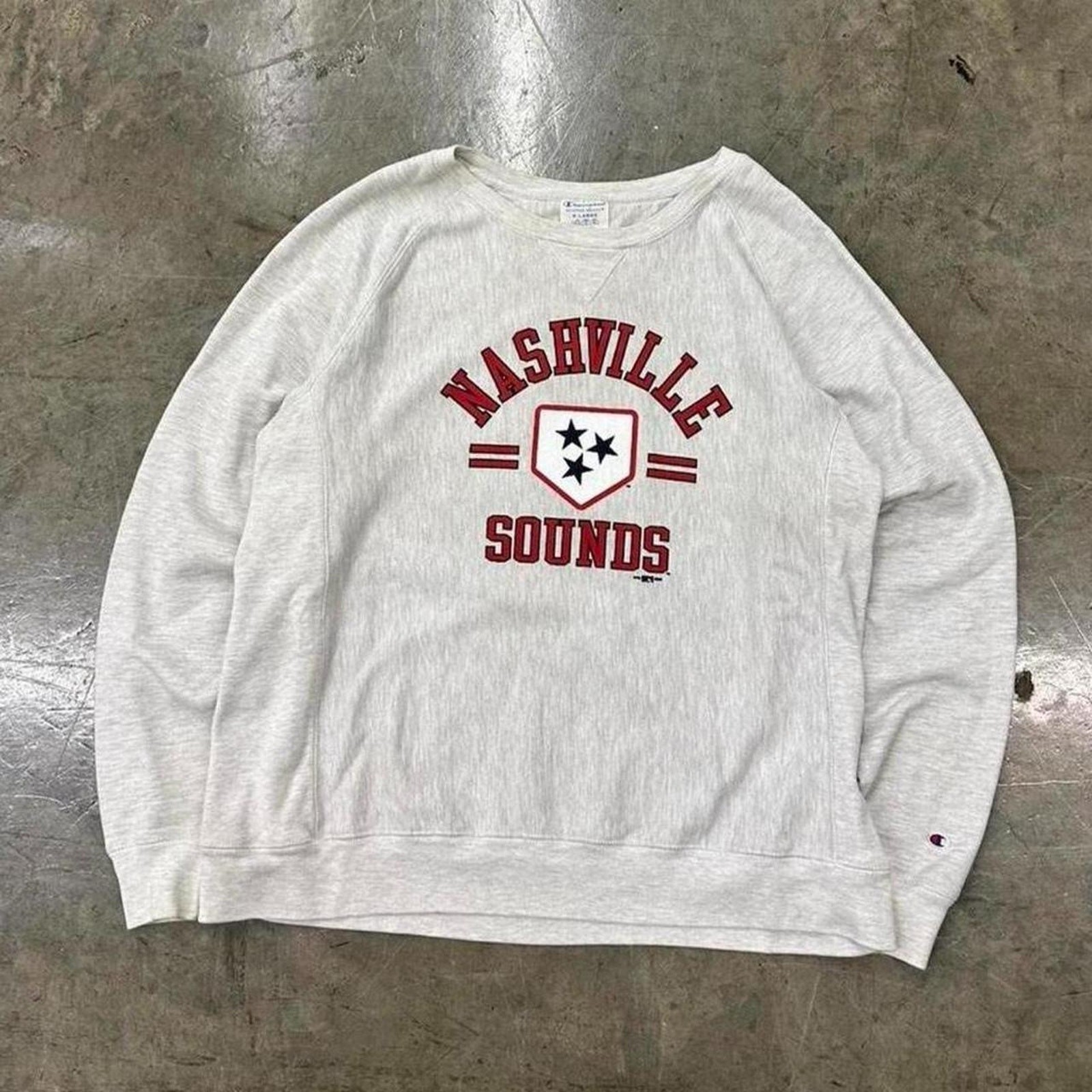Vintage Champion Nashville Sounds Baseball Crewneck Sweatshirt Gray Size XL